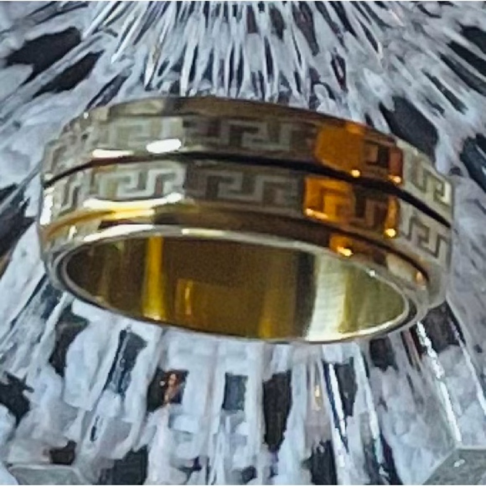 UNISEX SPINNER RING with GREEK KEY DESIGN